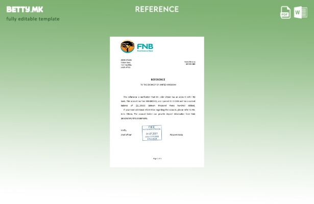 референтен шаблон за FNB во модерен стил на Јужна Африка